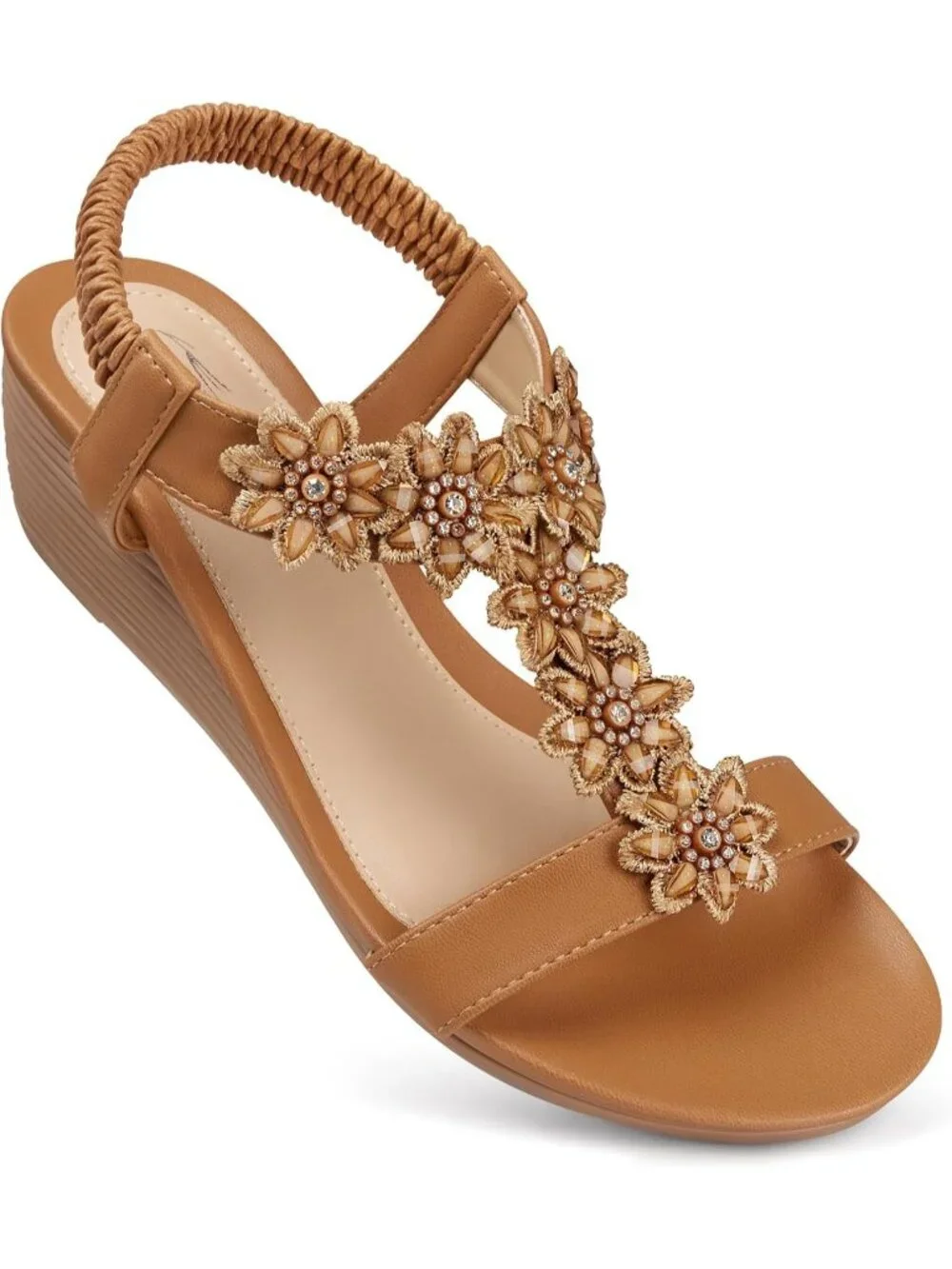 Women's Brown Wedge Sandals Summer Platform Comfortable Low Wedges Shoes